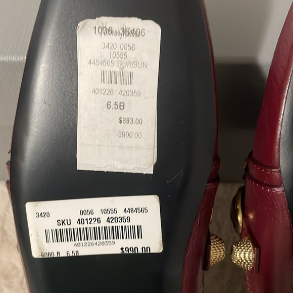 NWT Balenciaga Leather Slipper Mules with buckle and textured finish in burgundy - Picture 9 of 14